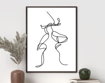 Romantic Woman Line Art Peach Line Drawings Feminine Art Print/Poster - Bed  Bath & Beyond - 34885714