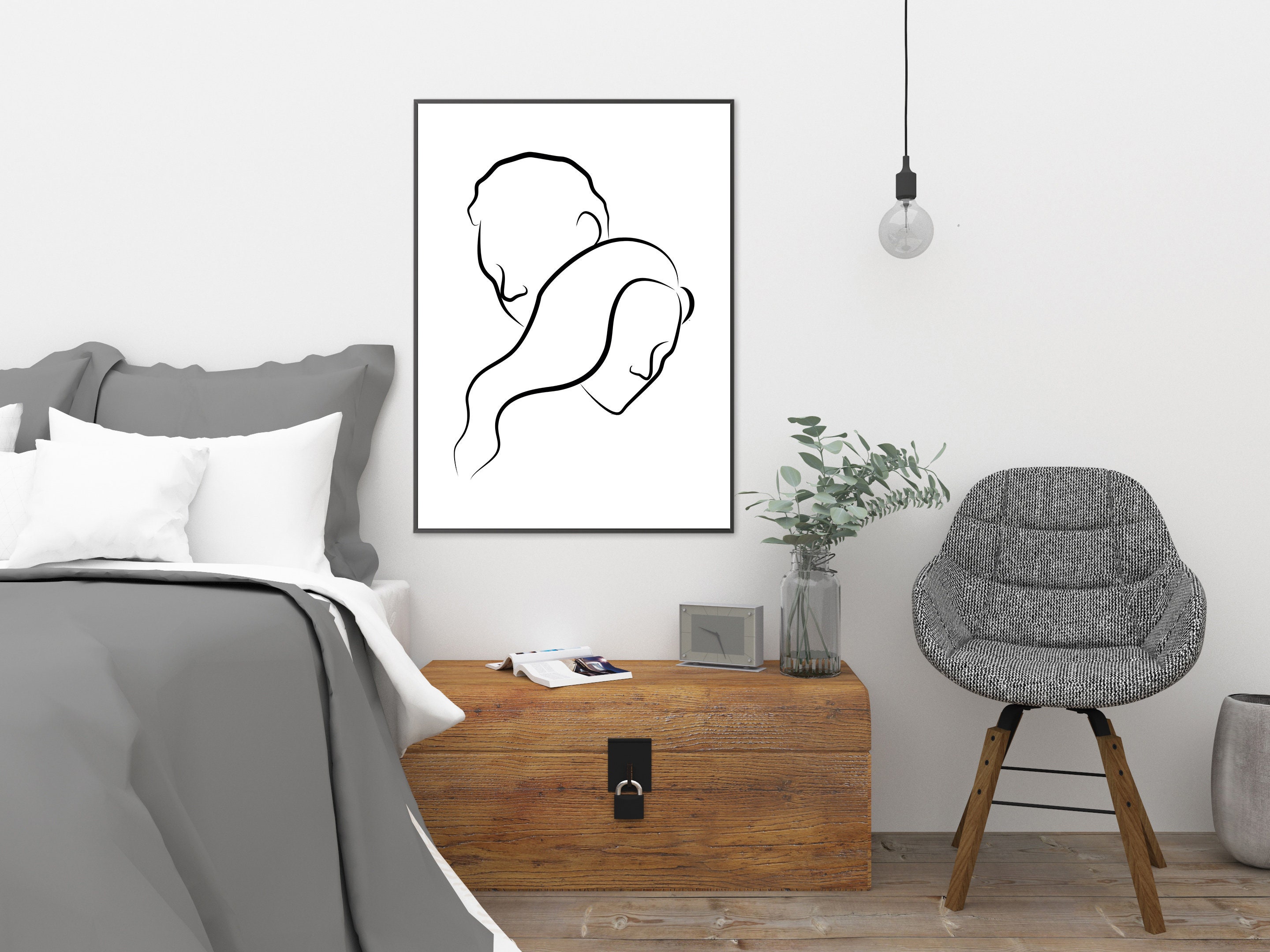 Romantic Woman Line Art Peach Line Drawings Feminine Art Print/Poster - Bed  Bath & Beyond - 34885714