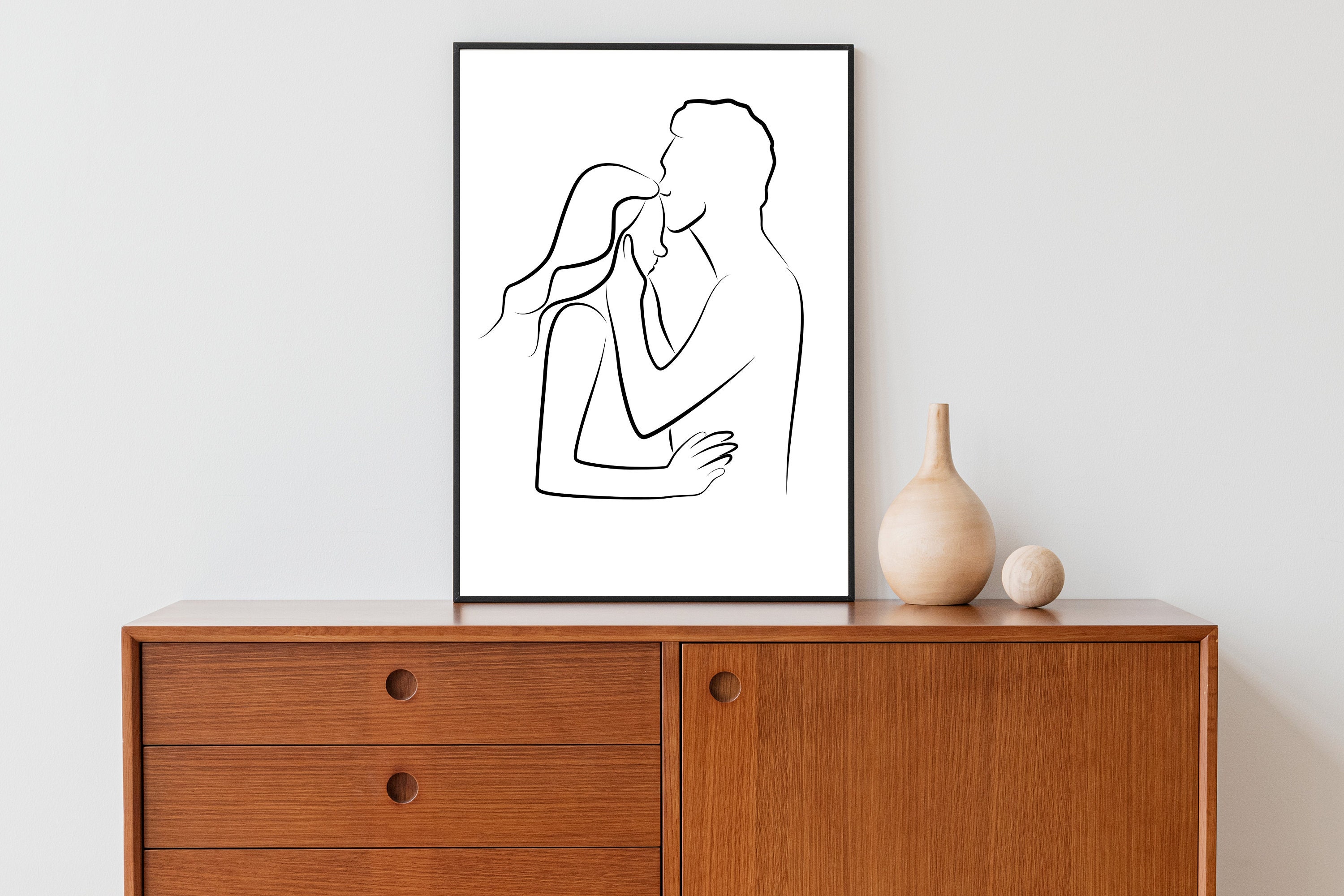Romantic Couple Line Drawing for Bedroom Graphic by Creative Pixa ·  Creative Fabrica
