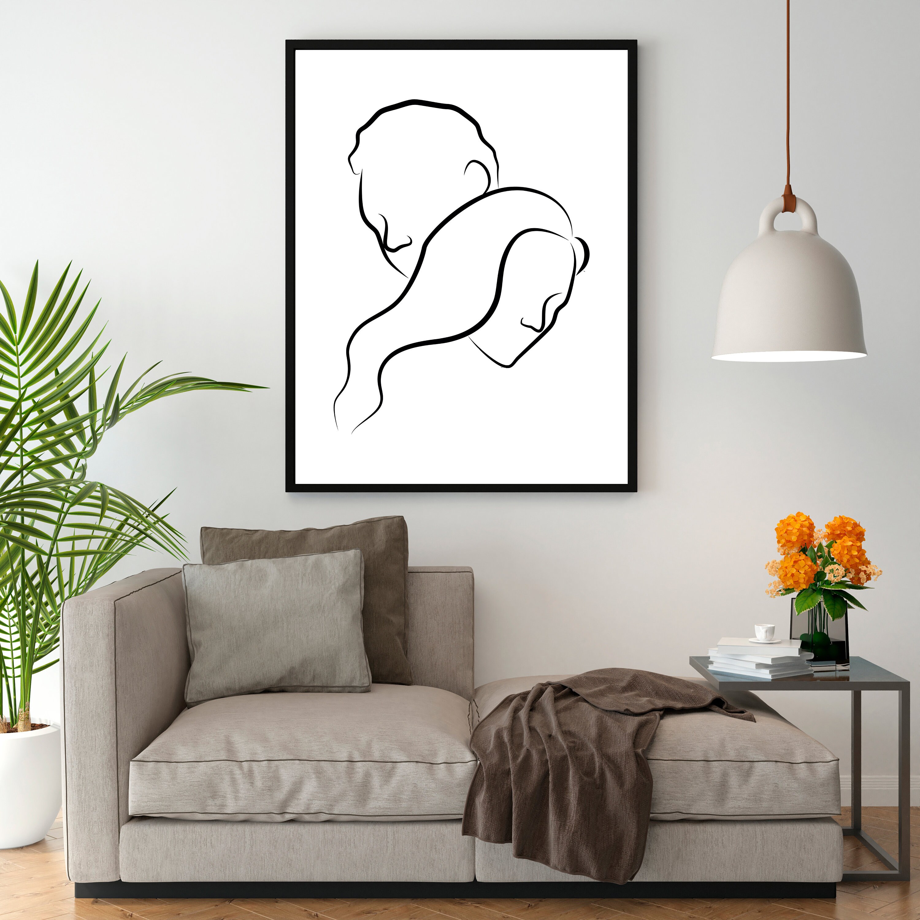 Romantic Woman Line Art Peach Line Drawings Feminine Art Print/Poster - Bed  Bath & Beyond - 34885714