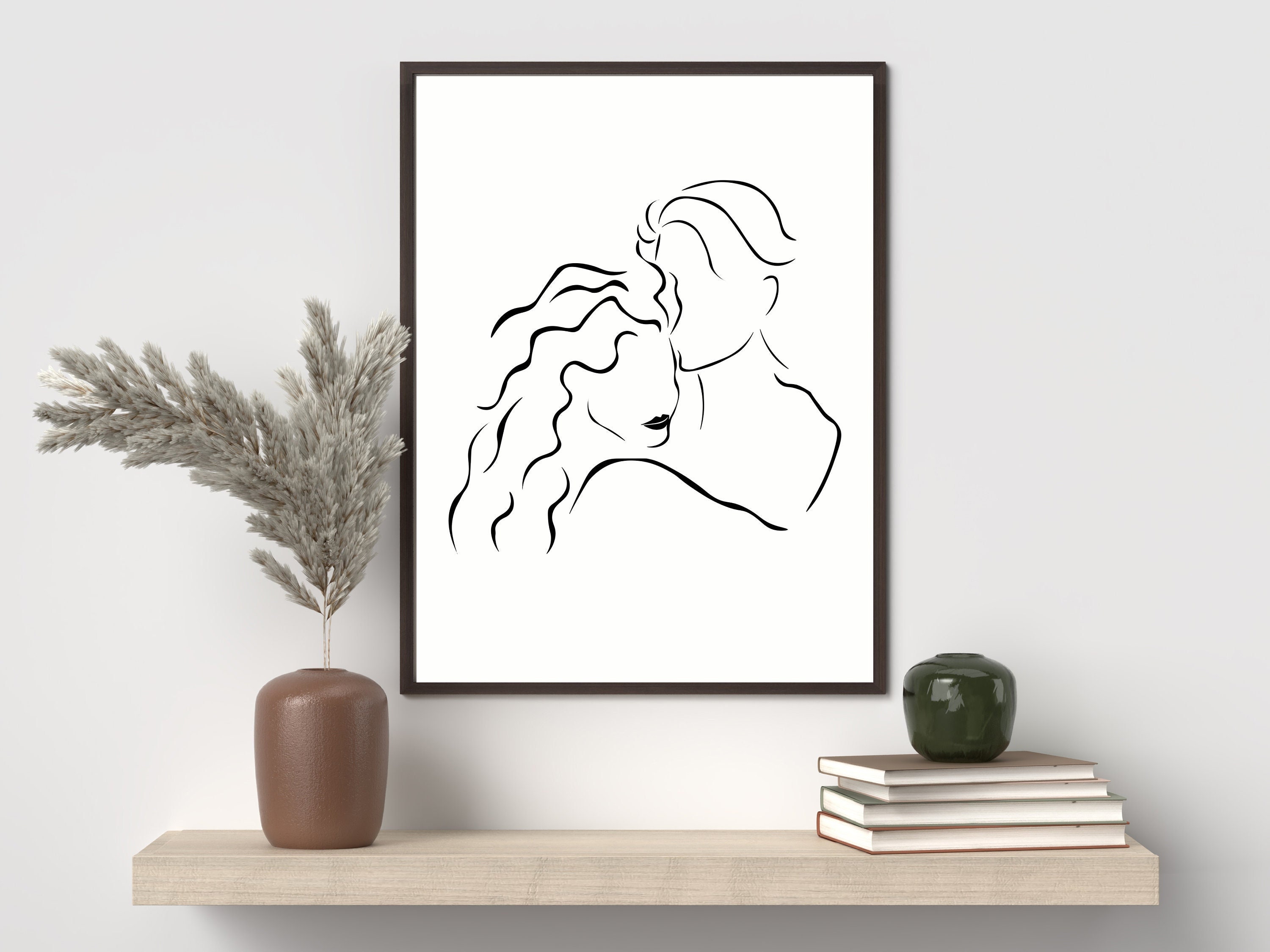 Romantic Couple Line Drawing for Bedroom Graphic by Creative Pixa ·  Creative Fabrica