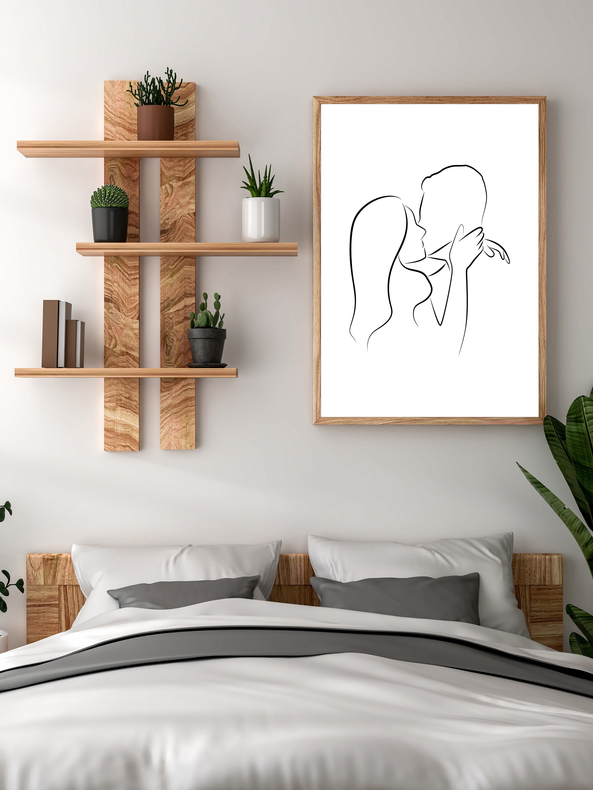 Romantic Couple Line Drawing for Bedroom Graphic by Creative Pixa ·  Creative Fabrica