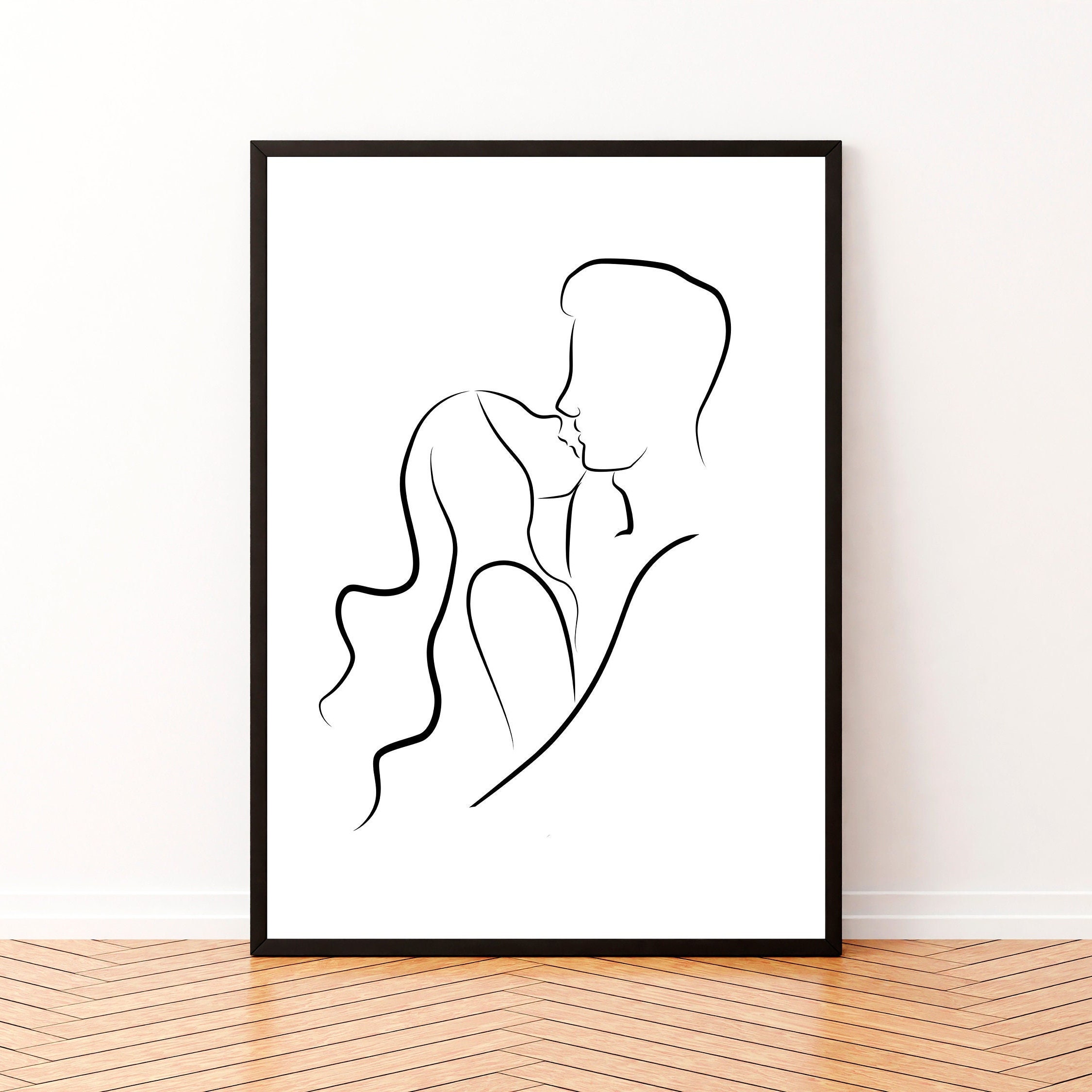 Line art of kissing couple vector image on VectorStock in 2023