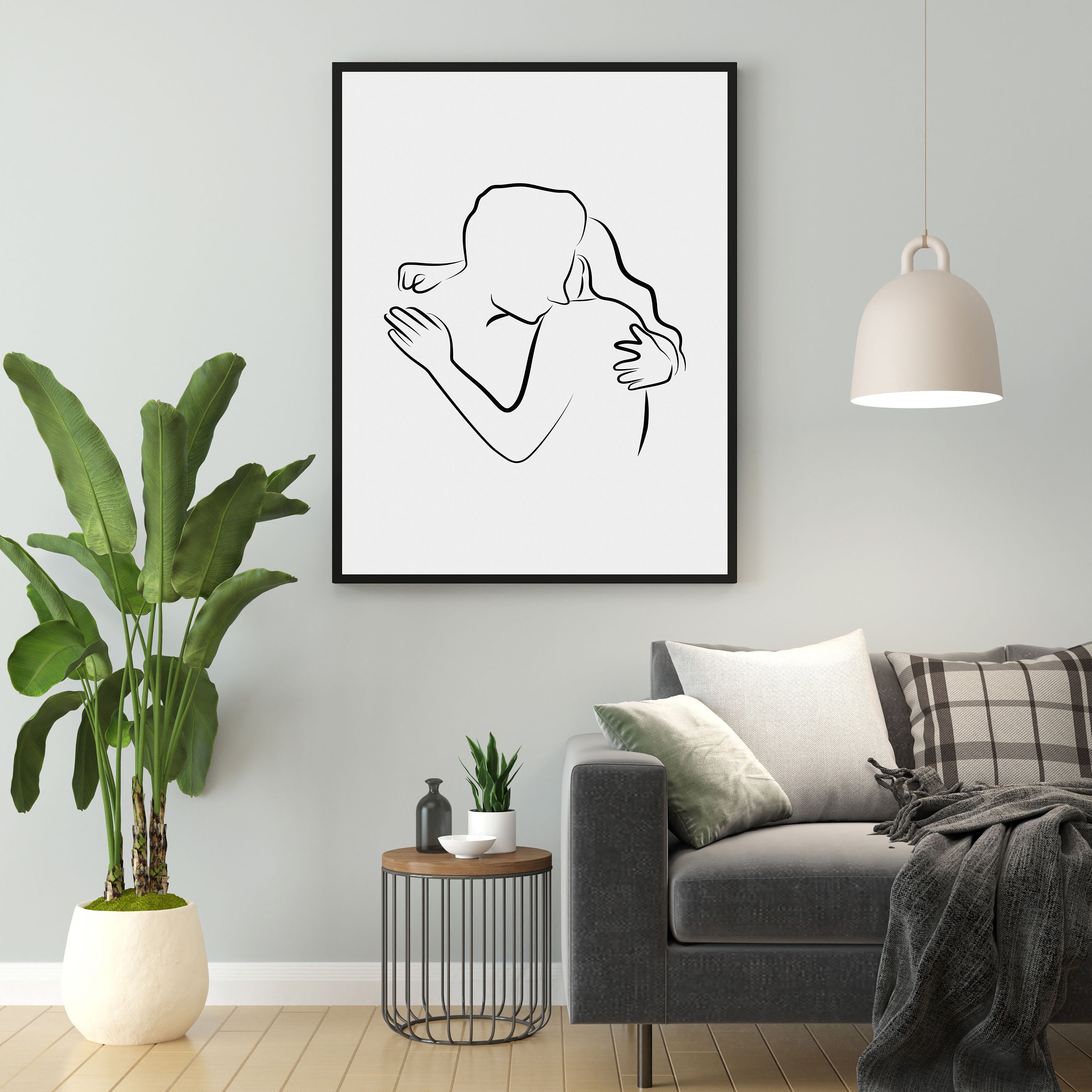 Romantic Couple Line Drawing for Bedroom Graphic by Creative Pixa ·  Creative Fabrica