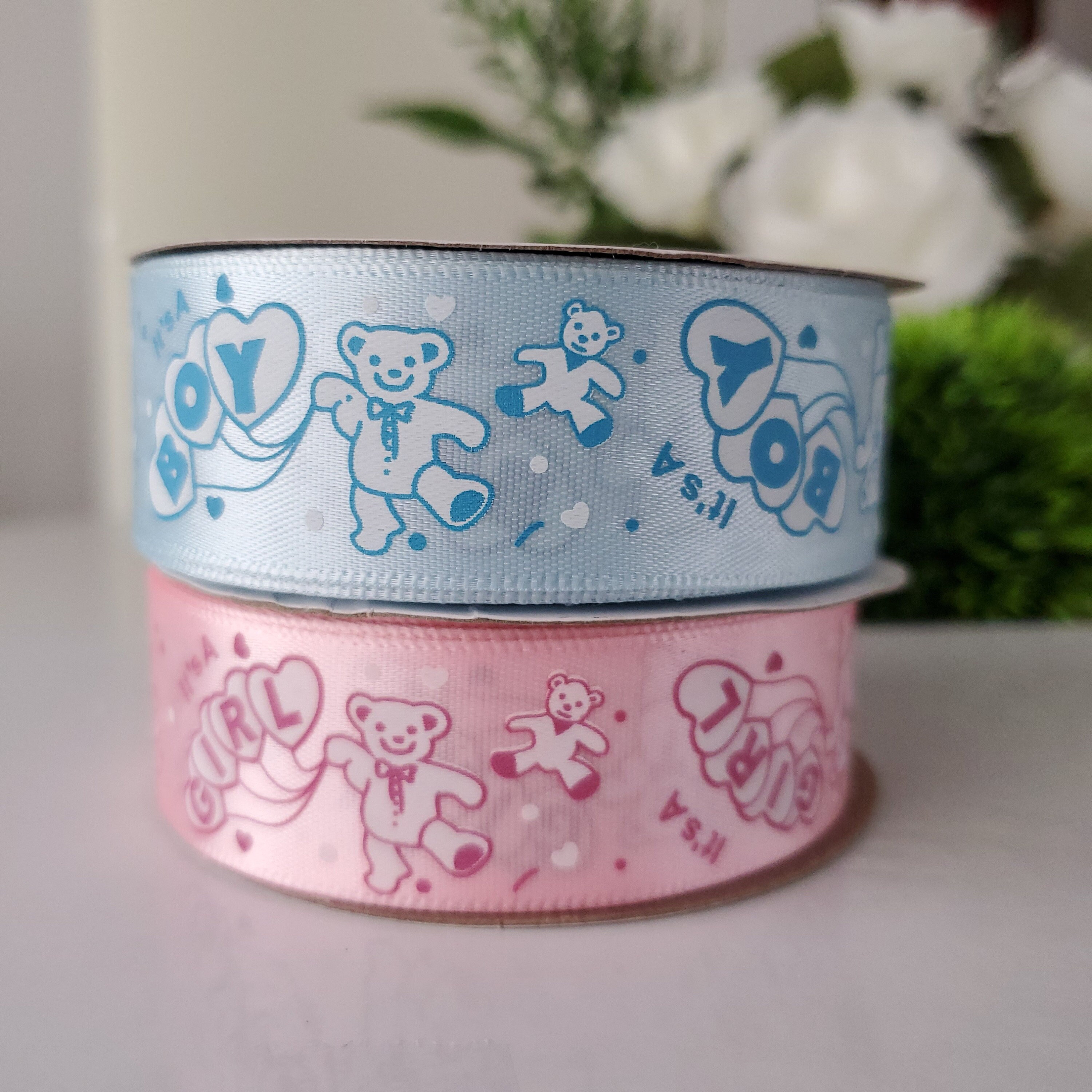 8 Roll Baby Elephant Grosgrain Ribbon 7/8 Inch Baby Shower Craft Ribbon  It's a Boy/Girl Foot Print Ribbon for Gift Wrapping Baby Shower Gender  Reveal
