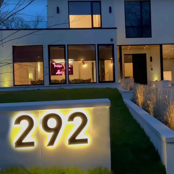 Beautiful LED House Number Lighted Floating Address Home Hotel Door Sign Waterproof