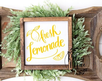 Fresh Lemonade Summer Farmhouse Sign, Lemonade Tiered Tray Decor, Summer Sign, Lemonade Tea Decor, Mini Wood Sign, Lemonade Sign, Mini Sign