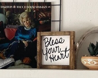 Bless Your Heart Farmhouse Wood Sign | Southern Saying Sign, Western Home Decor, Tiered Tray Sign, Bless your Heart, Dolly, Western Sign