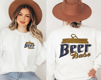 Beer Babe Sweatshirt, Double-Sided Drinking Shirt