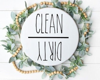 Dirty Clean Magnet | Housewarming Gift | Rae Dunn | clean dirty dishwasher magnet | Rae Dunn Inspired Wood Magnet | Farmhouse Kitchen Decor