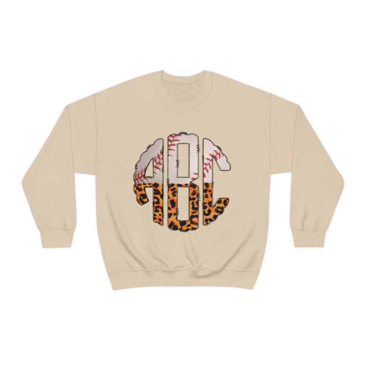 Leopard Baseball/Softball Monogram Sweatshirt - White – Initial