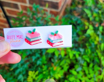 Christmas Book Stack Earrings, Librarian Booktok Style