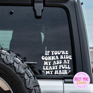 If You&#39;re Gonna Ride My Ass At Least Pull My Hair Vinyl Decal Water Bottle, Car Rearview Mirror, Laptop Bumper Sticker Tailgating Decal