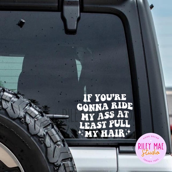 If You're Gonna Ride My Ass At Least Pull My Hair Vinyl Decal Water Bottle, Car Rearview Mirror, Laptop Bumper Sticker Tailgating Decal