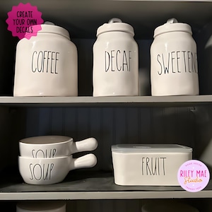 Rae Dunn Decals, Rae Dunn Font, Pantry Labels, Custom Rae Dunn, Rae Dunn Farmhouse, Rae Dunn Inspired, Vinyl Decal, Home Decor, Spice Labels