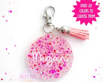 Personalized Glitter Keychain: Custom Bag Tag, Custom Personalized Bag Charm, Backpack Name Tag, Cheer Bag Tag