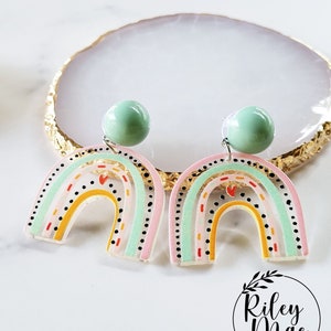 Acrylic Rainbow Earrings, Rainbow Earrings, Acrylic Earrings, Geometric Drop Earrings, Arch Earrings, Boho Rainbow Earrings, Gift for her