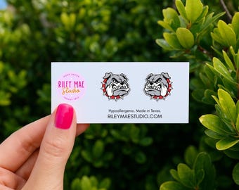 Bulldog Mascot Gameday Earrings, Bulldog Football Earrings