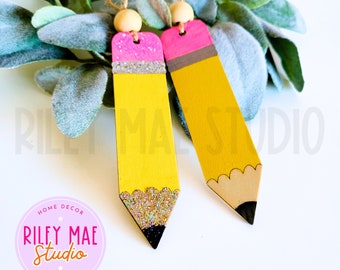 Personalized Pencil Teacher Ornament Glitter Teacher Ornament Personalized Teacher Gift Tag Bag Teacher Ornament Daycare Coach Gift Bag