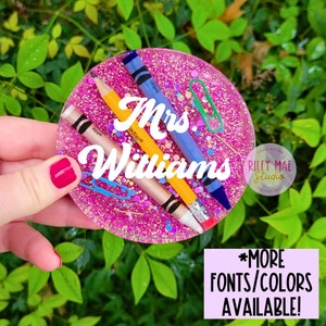 Personalized Teacher Appreciation Resin Coaster Custom Teachers Gift Teacher Crayon Pencil Coaster Teacher Paper Weight Back To School Gift