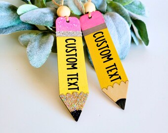 Personalized Pencil Teacher Ornament Glitter Teacher Ornament Personalized Teacher Gift Tag Bag Teacher Ornament Daycare Coach Gift Bag