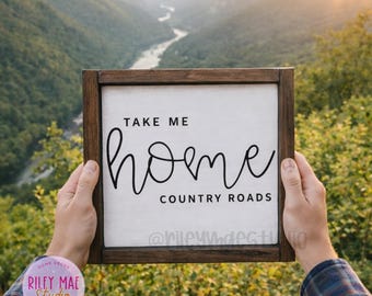 Cartello in legno "Take Me Home Country Roads": decorazioni della Virginia Occidentale
