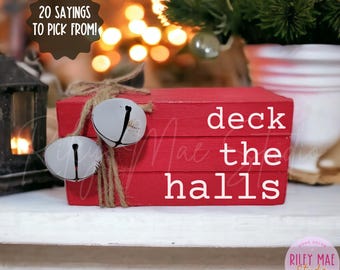 Faux Christmas Book Stack: 20+ Sayings Farmhouse Tiered Tray Decor