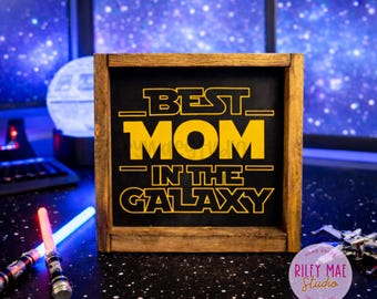 Best Mom In The Galaxy, Mothers Day Gift, Mom Gift, Wall Art, Tiered Tray Mini Sign, Handmade Wood Sign, Farmhouse Country Decor