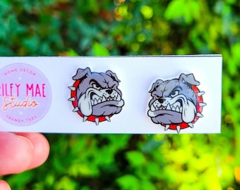 Bulldog Mascot Earrings, Football Earrings