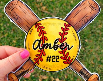 Custom Softball Name Decal, Custom Softball Helmet Decal, Personalized Name Softball Sticker, Custom Name Decals, Softball Sticker