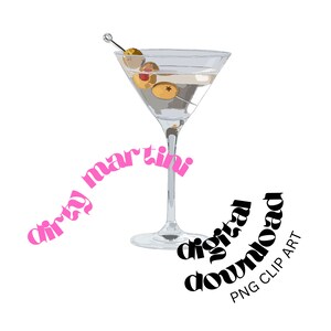 Dirty Martini Cocktail Illustration Clipart | Bar Vodka Gin Png | Handgezeichnete getränke graphische | Druckbare Hochzeitsleisten-Menübild
