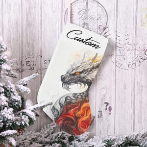Personalized Dragon Christmas Stocking, Fantasy Decor, Custom Stocking, Unique Christmas Gift