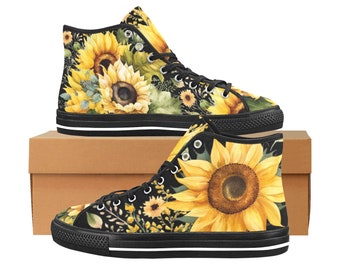 Womens Sunflower High Top Sneakers - Durable  StylishStylish and Durable Sunflower High Top Sneakers for Women