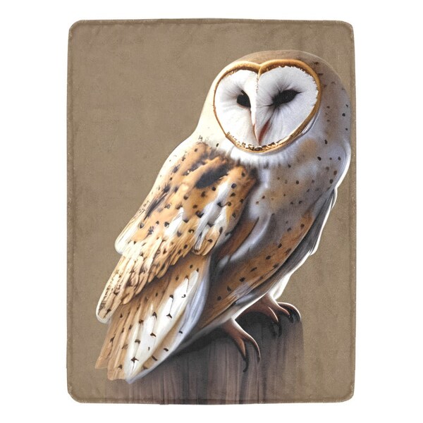 Barn Owl Ultra-Soft Micro Fleece Blanket - 60 x 80 - Owl Gift - Minky Throw - Cabin Decor