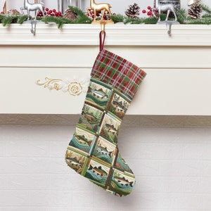 Christmas Stocking - Personalized Name Top -Holiday Hanging Wall Home Decor