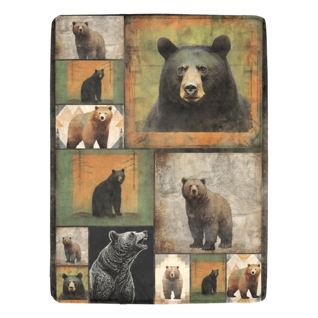 Rustic Lodge Black Bear Blanket Plush Buttery Soft Micro Fleece Comfy