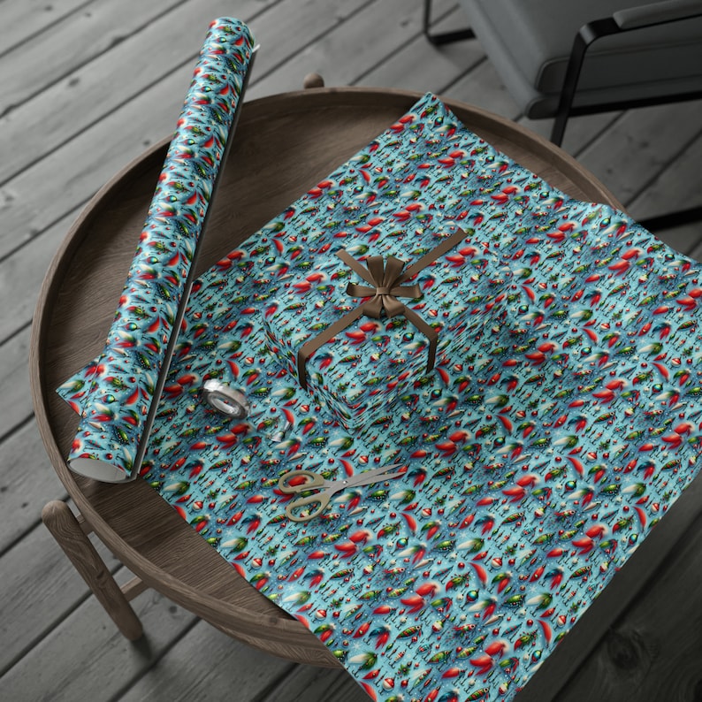 Fishing Lure Christmas Wrapping Paper - Fine-Art Festive Gift Wrap image 4