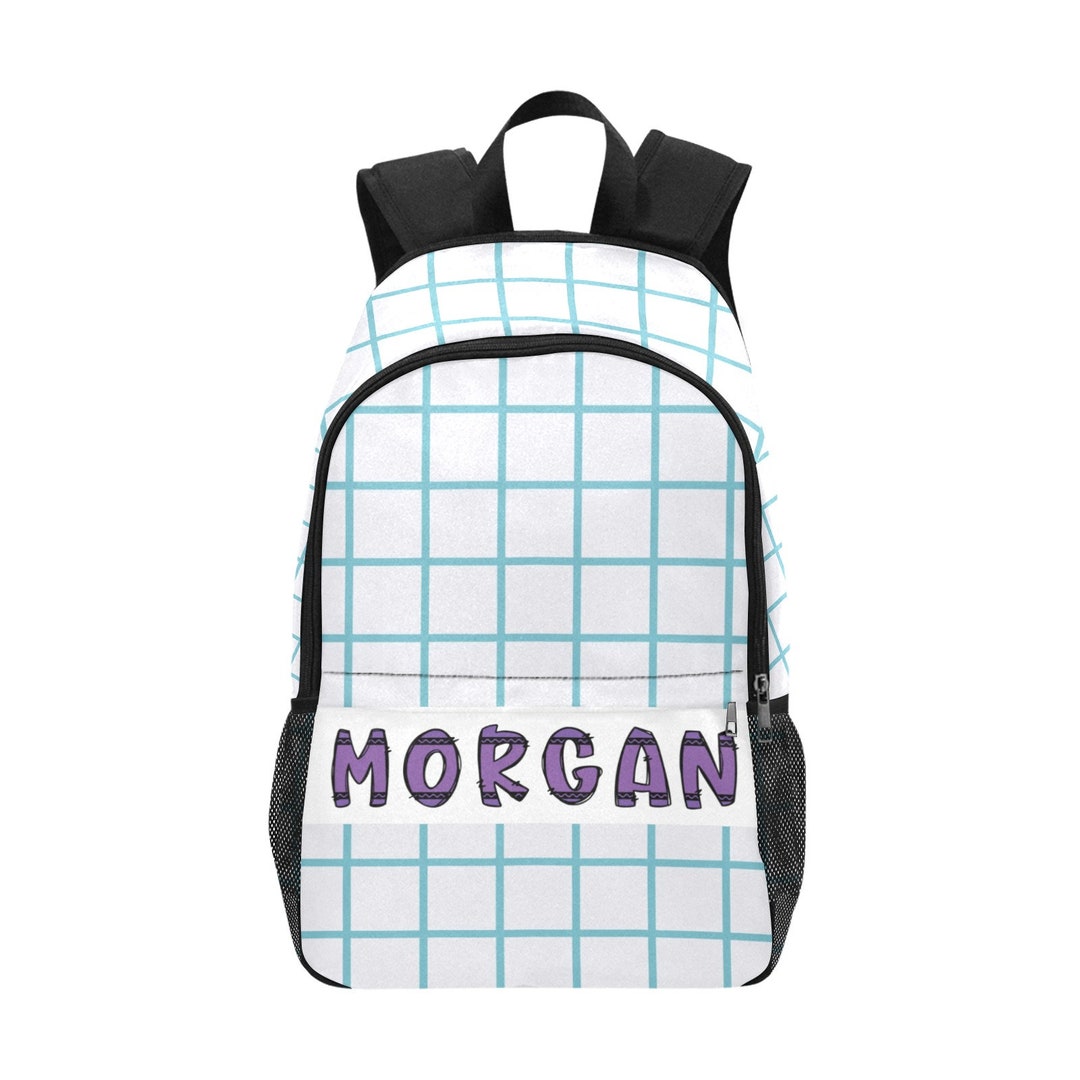 Grid Pattern Backpack Personalized Grid Paper Backpack: Durable Polyester School Bag - Etsy