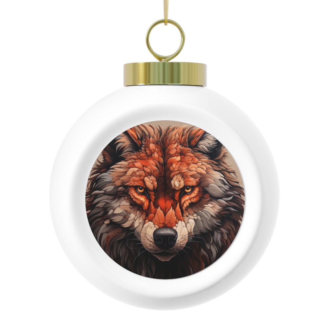 Wolf Christmas Tree Ornament Rustic Ceramic Keepsake Gift Etsy