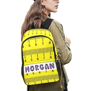 Sac à dos design règle | Sac à dos amusant et fonctionnel pour enfants | Prénom personnalisé | Sac à dos personnalisé