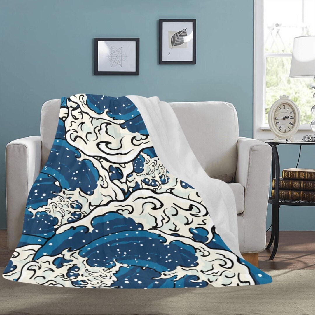 Japanese Pattern Throw Japanese Waves Plush Throw Blanket 60x80 Christmas Gift - Etsy