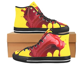 Zapatillas altas personalizables con salpicaduras de pintura roja - Calzado elegante para mujer