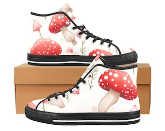 Mushroom High Top Canvas Shoes: Women's Woodland Fantasy Sneakers