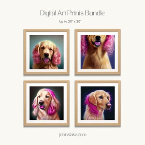 Girly Golden Retriever, Golden Retriever Printable, Golden Retriever Art, Golden Retriever Dog Print, Golden Retriever Digital Download
