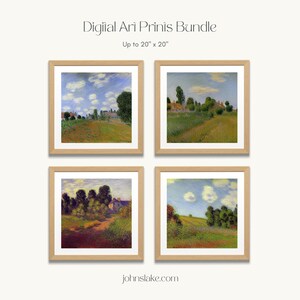 French Countryside Monet, French Countryside Painting, Countryside Landscape Painting, Landscape Painting, Nature Painting, Digital Download