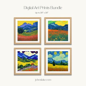 Meadow Vangogh Colorful Digital Painting, Meadow Colorful, Meadow Painting, Meadow Digital Art Print, Vangogh, Abstract, Digital Download