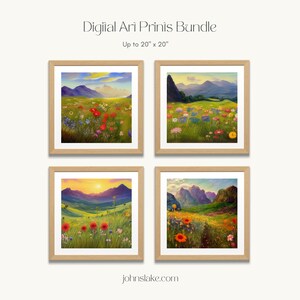 Meadow Detail Flowers Mountain, Meadow Detail Flowers Mountain Painting, Abstract Painting, Meadow Flowers Painting, Digital Download