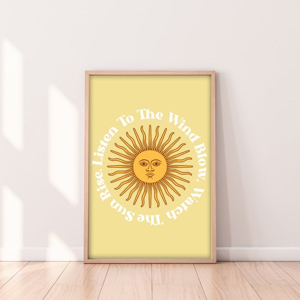 Fleetwood Mac | The Chain | Listen to the Wind Blow Watch the Sun Rise | Music Lyrics Quote Yellow Indie Wall Art Poster | A5, A4, A3