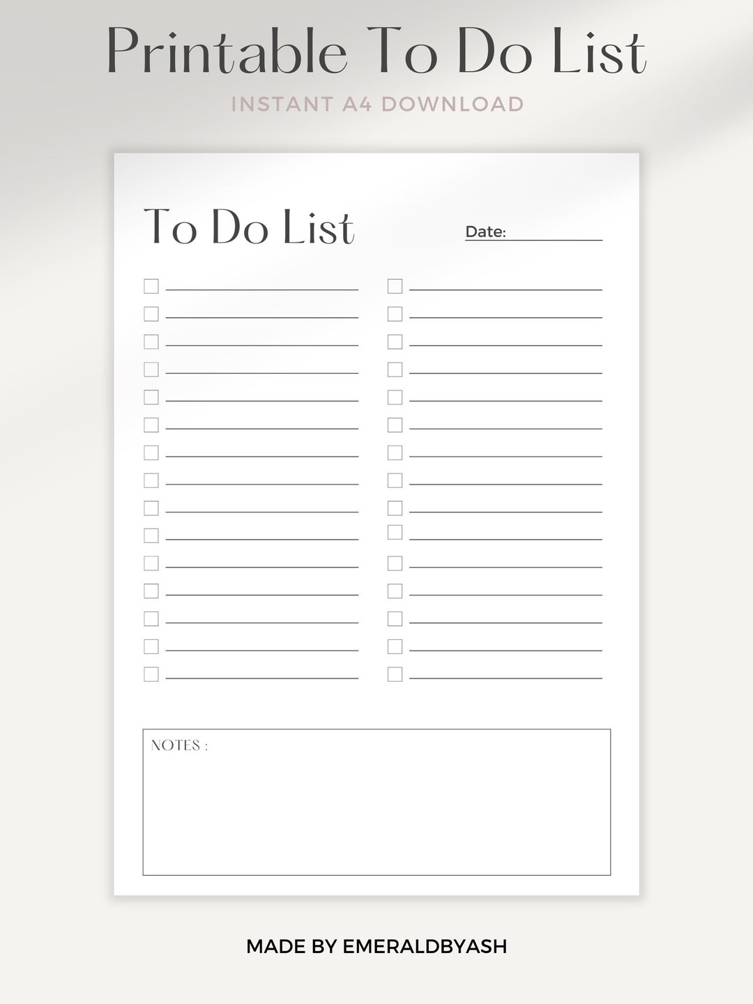Minimalist Printable Instant Download to Do List Template | A4 Size PDF ...