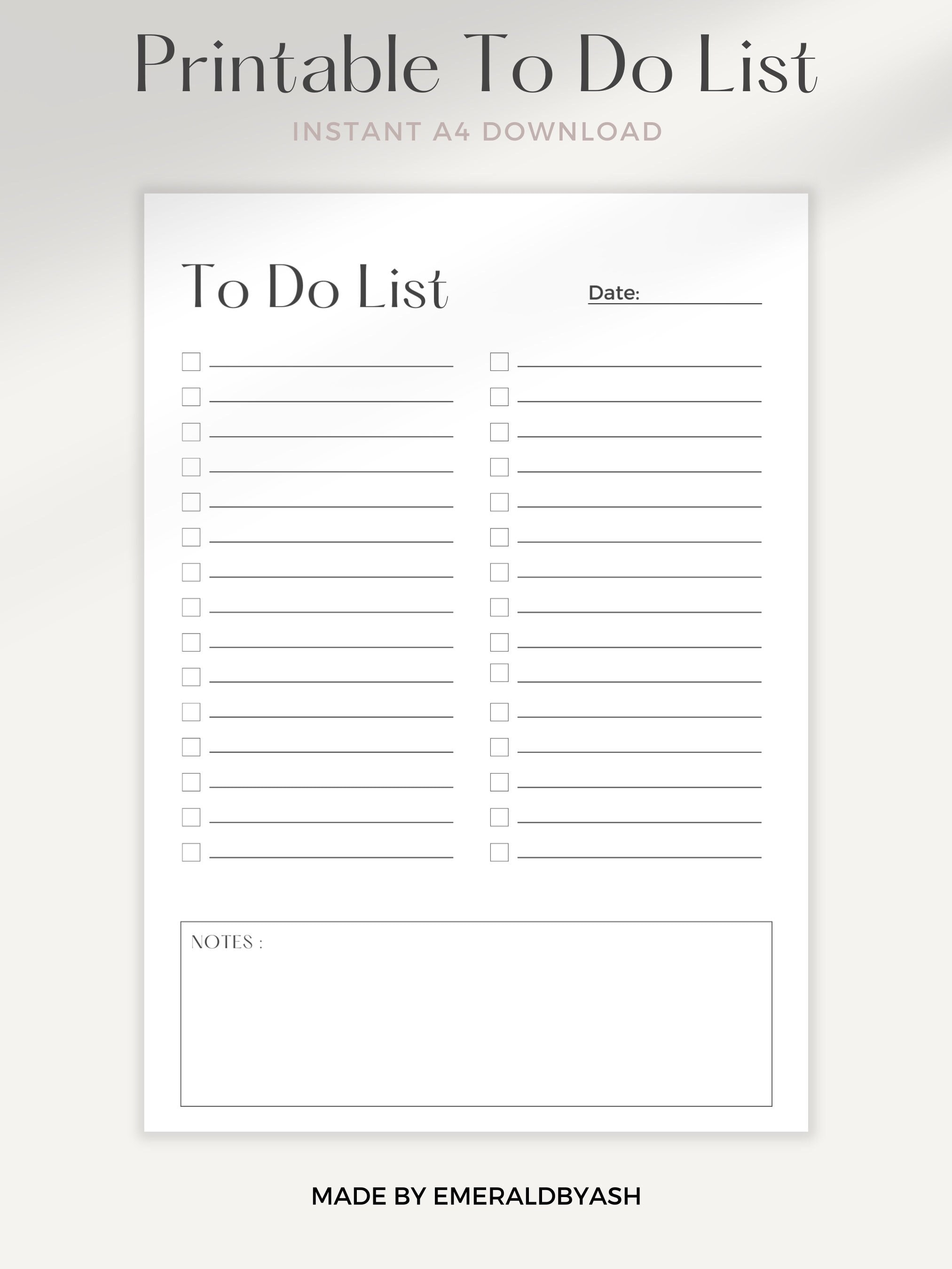 Minimalist Printable Instant Download to Do List Template | A4 Size PDF ...